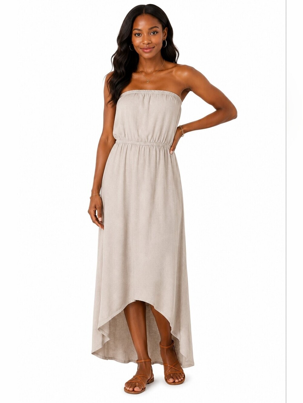 UK2LA Beige Strapless Dress Medium